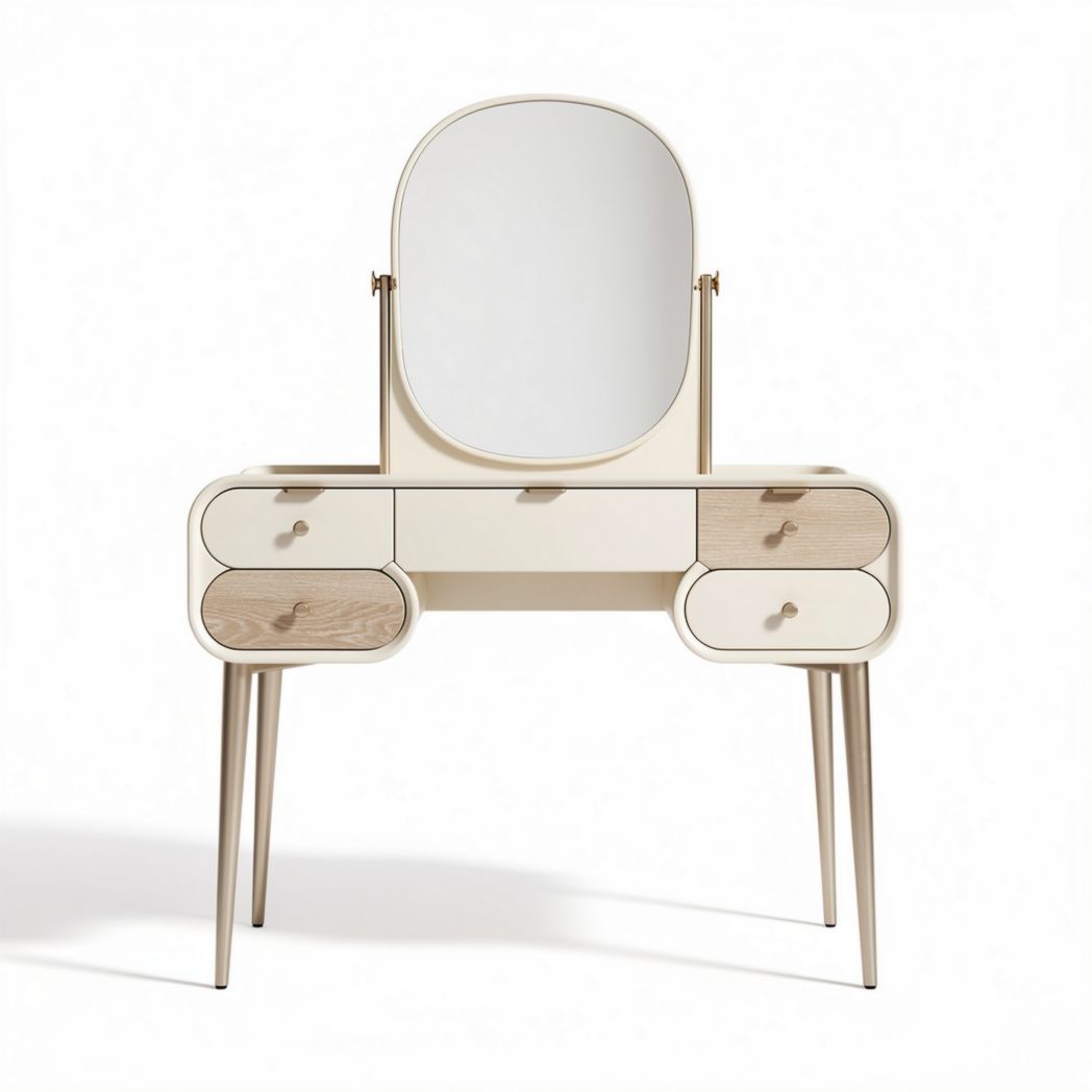 Coiffeuse en bois de style scandinave avec miroir et tiroirs 100 x 40 x 140cm