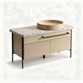 Meuble de salle de bain en terrazzo et métal 40 x 20 x 80 cm beige et motifs colorés