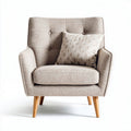 Fauteuil en tissu beige avec coussin décoratif et pieds en bois 75 x 80 x 90cm