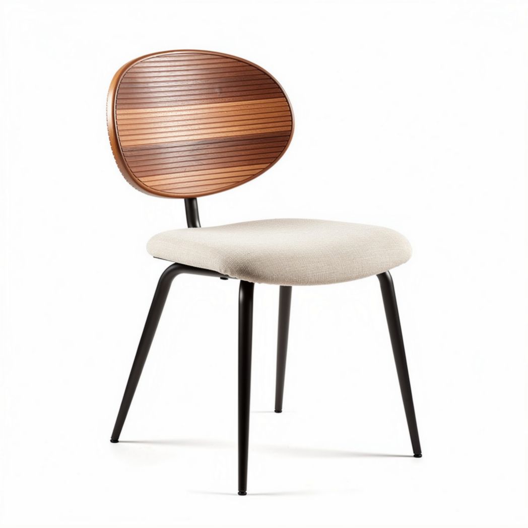 Chaise en bois et tissu beige pour salle à manger dimensions 45 x 45 x 85cm
