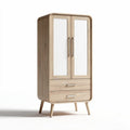 Armoire en bois de chêne avec deux portes vitrées et deux tiroirs 80 x 40 x 180cm