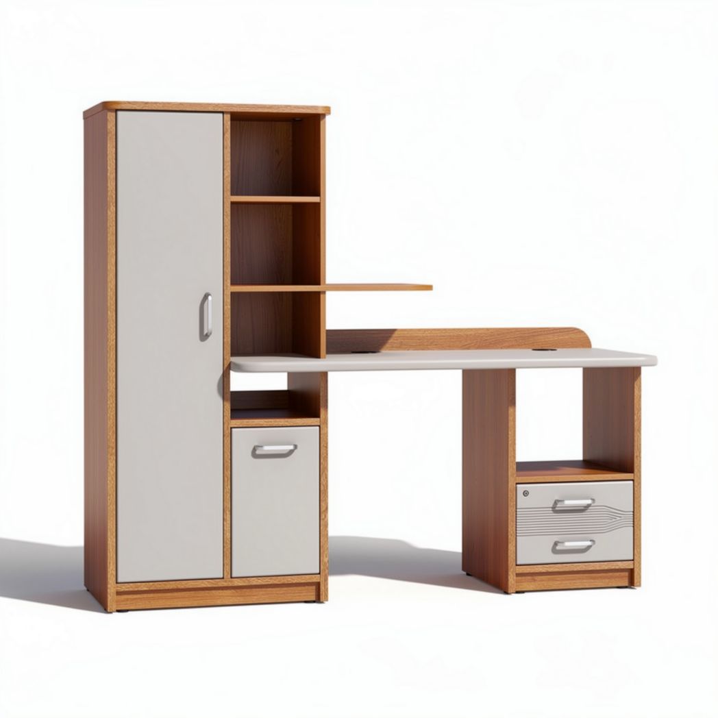 Bureau en bois avec rangements intégrés et surface de travail 150 x 60 x 180cm