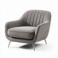 Fauteuil rembourré en tissu gris clair avec pieds en métal dimensions 80 x 90 x 85cm