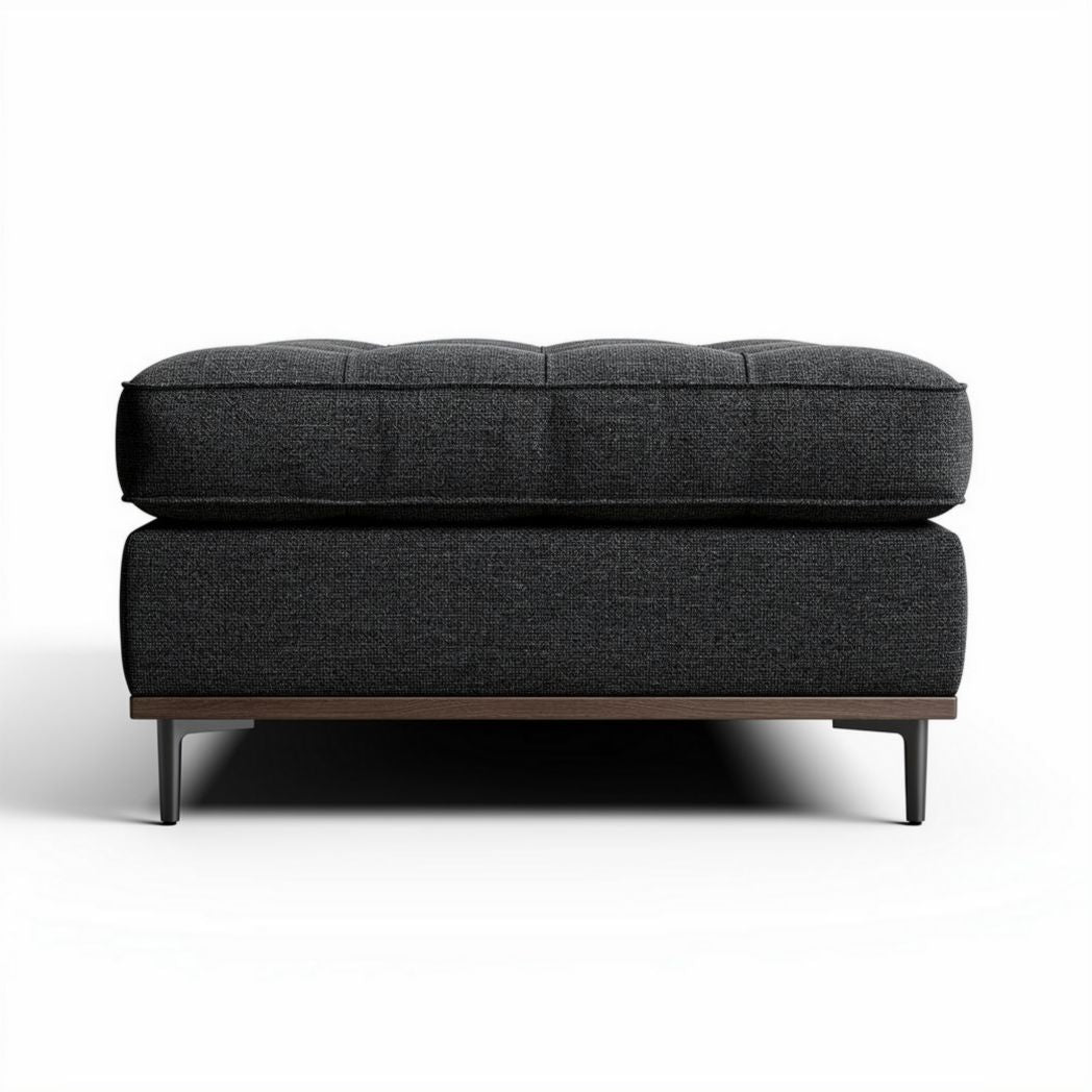 Pouf en tissu gris anthracite avec rembourrage confortable 90 x 90 x 40cm