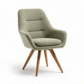 Chaise en tissu bouclé vert avec pieds en bois de hêtre dimensions 60 x 60 x 80cm