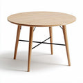 Table ronde en bois clair avec pieds en hêtre et support en métal 80 x 80 x 75cm